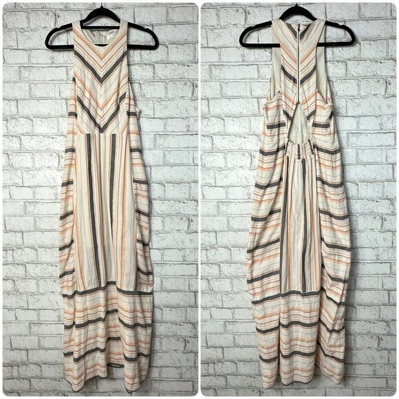 The Jetset Diaries TJD Dress Brighten Maxi Stripe Cotton White Blue Pink M - Picture 3 of 7